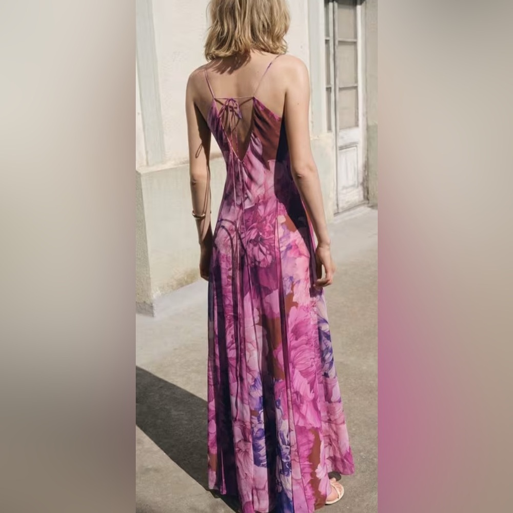 Mango Floral Maxi Dress in Pink and Purple - Picture 3 of 7